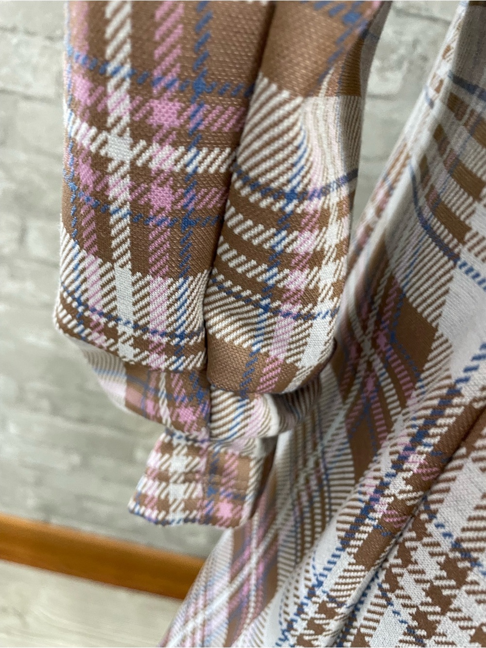Altar'd State Plaid Blazer in Brown, Pink & Cream - Picture 4 of 6